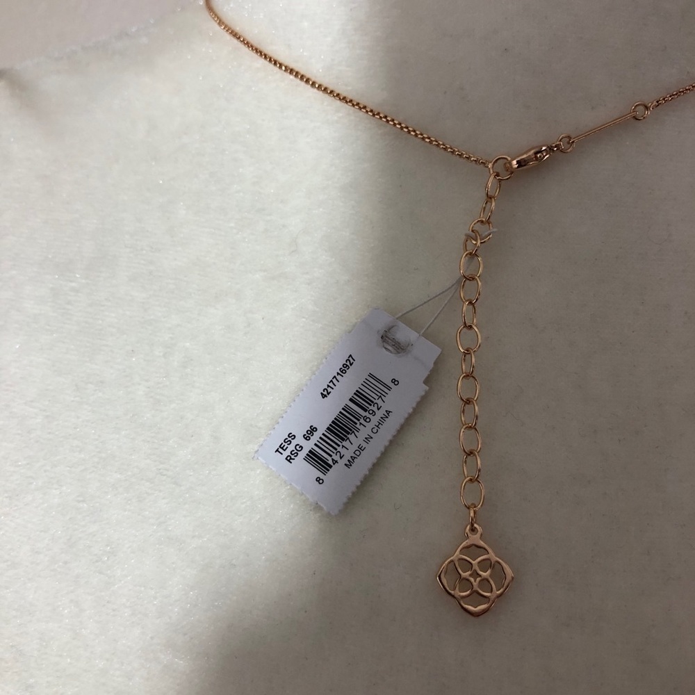 NWT KENDRA SCOTT Tess Rose Gold Chain Rose Gold Druzy Necklace - Picture 7 of 10